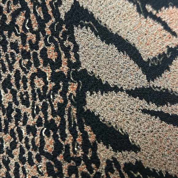 Animal Print Open Front Tan & Black Short Sleeve Vintage Cardigan - Picture 6 of 6